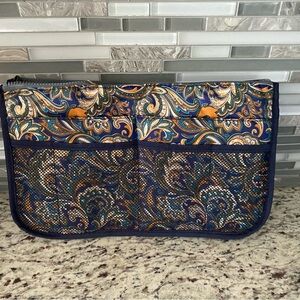 Vercord purse organizer bag travel 13 pockets splash wave paisley new with tags